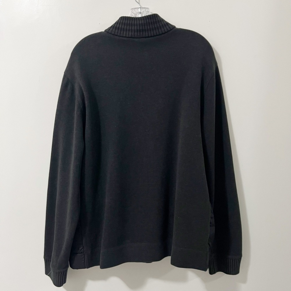 Hugo Boss Mens Black Cotton Quarter Zip Pullover Sweater Nylon Side Panels XXL - Picture 2 of 11